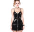Vinyl Black Spaghetti Strap Dress - Glossy Liquid Look Bodycon